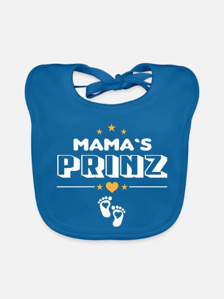 Mamas Prinz Liebling Baby Säugling - Baby Bio-Lätzchen - Pfauenblau - Vorne