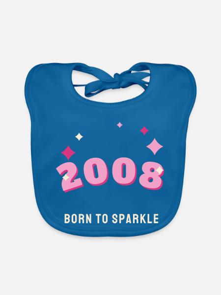 2008 Born to Sparkle Jahrgang 18. Geburtstag - Baby Bio-Lätzchen - Pfauenblau - Vorne