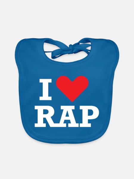 Ich liebe RAP - Baby Bio-Lätzchen - Pfauenblau - Vorne