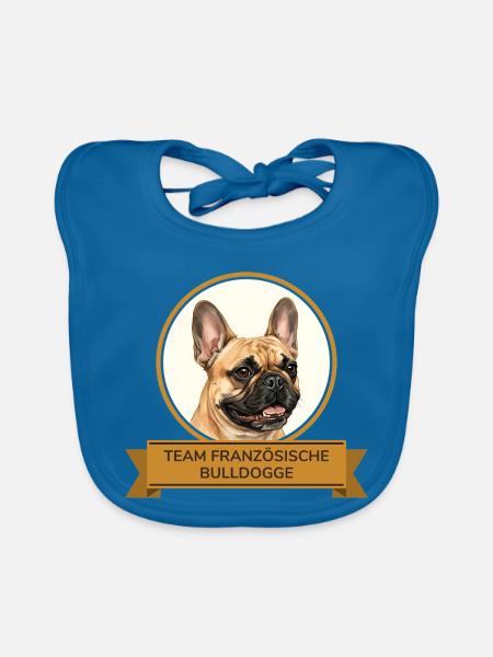 Team Französische Bulldogge - Baby Bio-Lätzchen - Pfauenblau