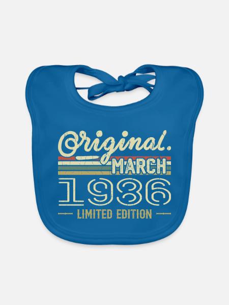 Jahrgang März 1986 Geburtstagsgeschenk März 1986 - Baby Bio-Lätzchen - Pfauenblau