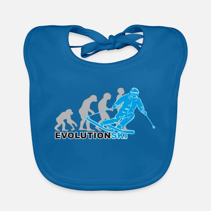 évolution ski, ski, ski, piste de ski Bavoir bio Bébé
