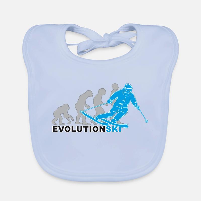 evolution ski, skiing, skiing, ski slope Organic Baby Bibs