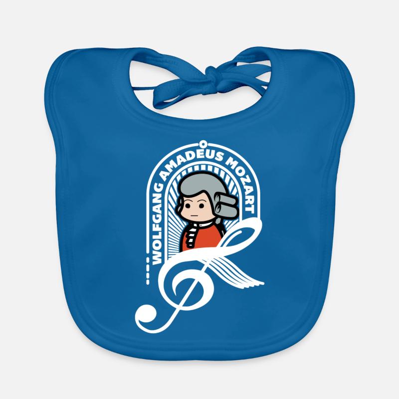 Mozart Doux Portrait Note Blanc Cadeau cool - Bavoir bio Bébé - bleu paon