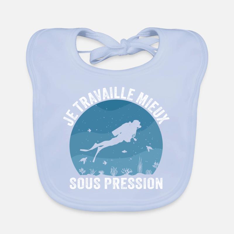 Je Travaille Mieux Sous Pression Plongée Bavoir bio Bébé