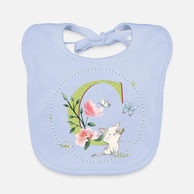 Lettre initiale C avec chat Bavoir bio Bébé
