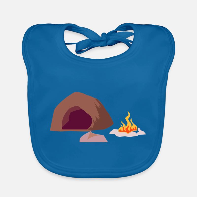 Cave fire stone age primitive man Organic Baby Bibs