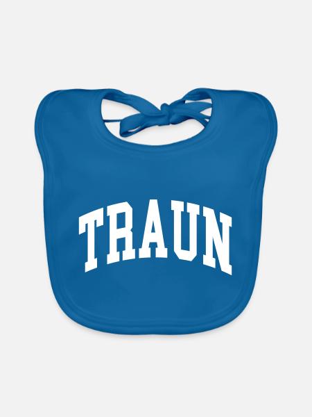 Traun - Bavoir bio Bébé - bleu paon - Devant