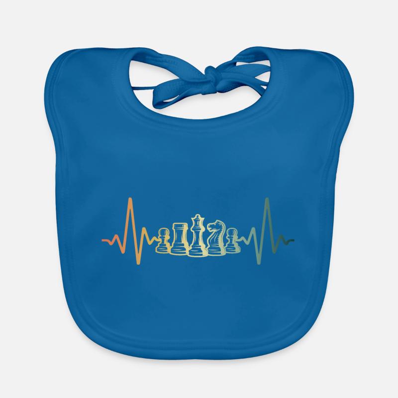 Heartbeat Chess Pulse ECG Chess Pieces Organic Baby Bibs