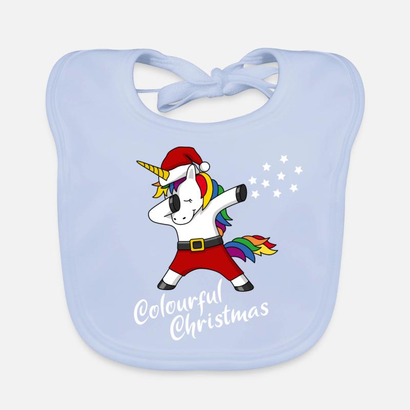 Weihnachten Einhorn colourful Christmas Geschenk Baby Bio-Lätzchen