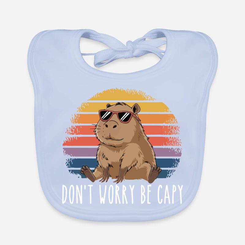 Retro Rodent Funny Capybara Dont Be Worry Be Capy Bavoir bio Bébé