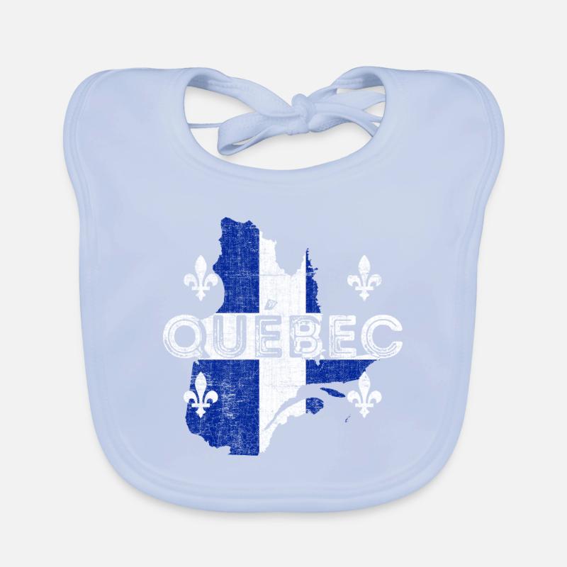 Quebec Map Shape and Flag Organic Baby Bibs