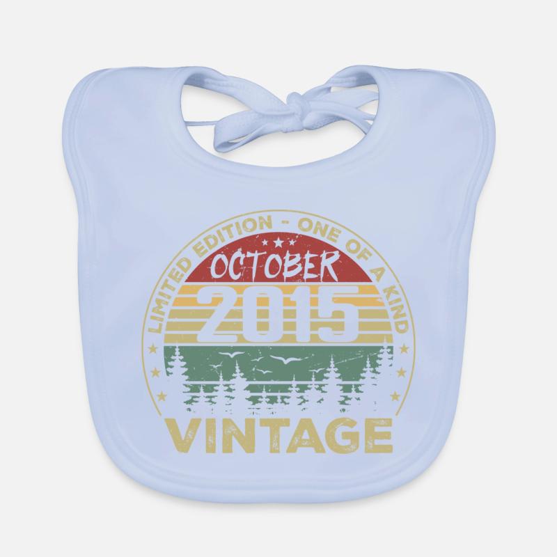 Vintage Anniversary Made in October 2015 Organic Baby Bibs