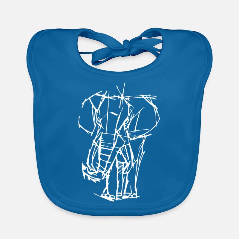 éléphant - Bavoir bio Bébé - bleu paon