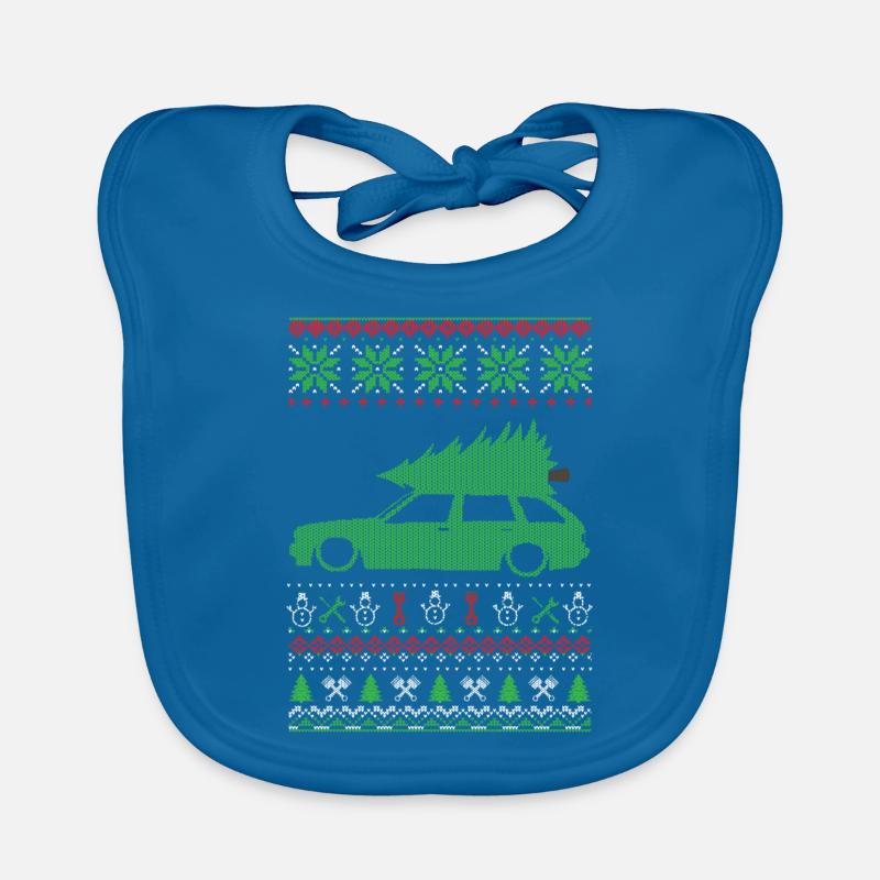 Pull laid de Noël - Bavoir bio Bébé - bleu paon