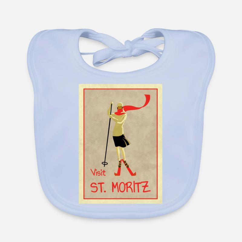 Vintage Retro Reise Plakat St Moritz Baby Bio-Lätzchen