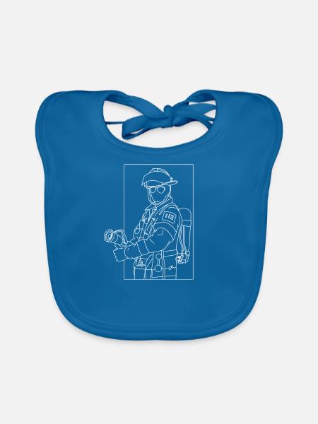 Feuerwehrmann - Baby Bio-Lätzchen - Pfauenblau - Vorne