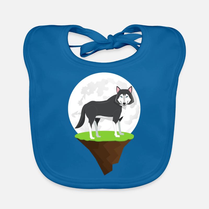 Wolf - Baby Bio-Lätzchen - Pfauenblau