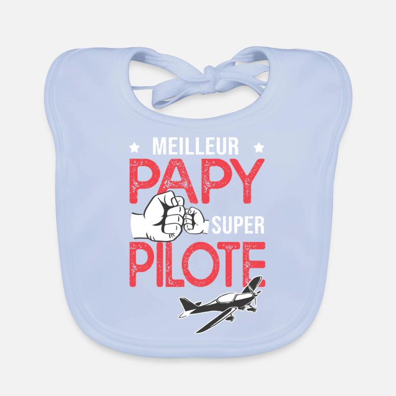 Cadeau papy meilleur papi pilote avion Bavoir bio Bébé