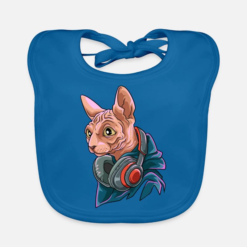 Coole Nacktkatze mit Kopfhörer Baby Bio-Lätzchen