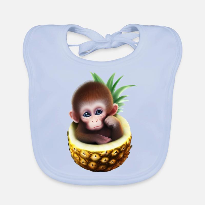 Little monkey in a pineapple Organic Baby Bibs