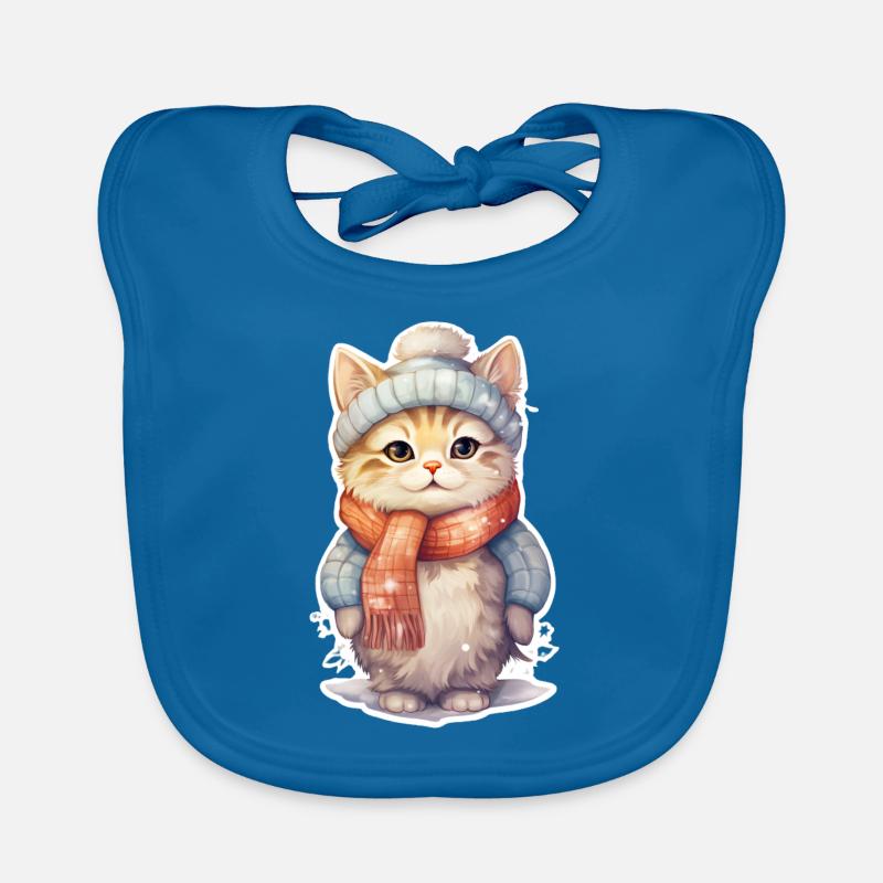 Cheerful cat in winter Organic Baby Bibs