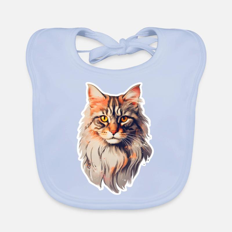 Maine Coon Cat Vue de face Bavoir bio Bébé