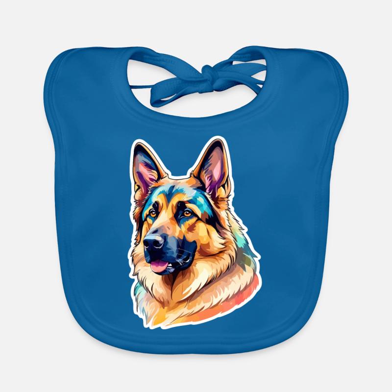 German Shepherd Watercolor Organic Baby Bibs
