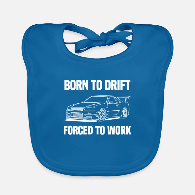 born to drift white - Baby Bio-Lätzchen - Pfauenblau
