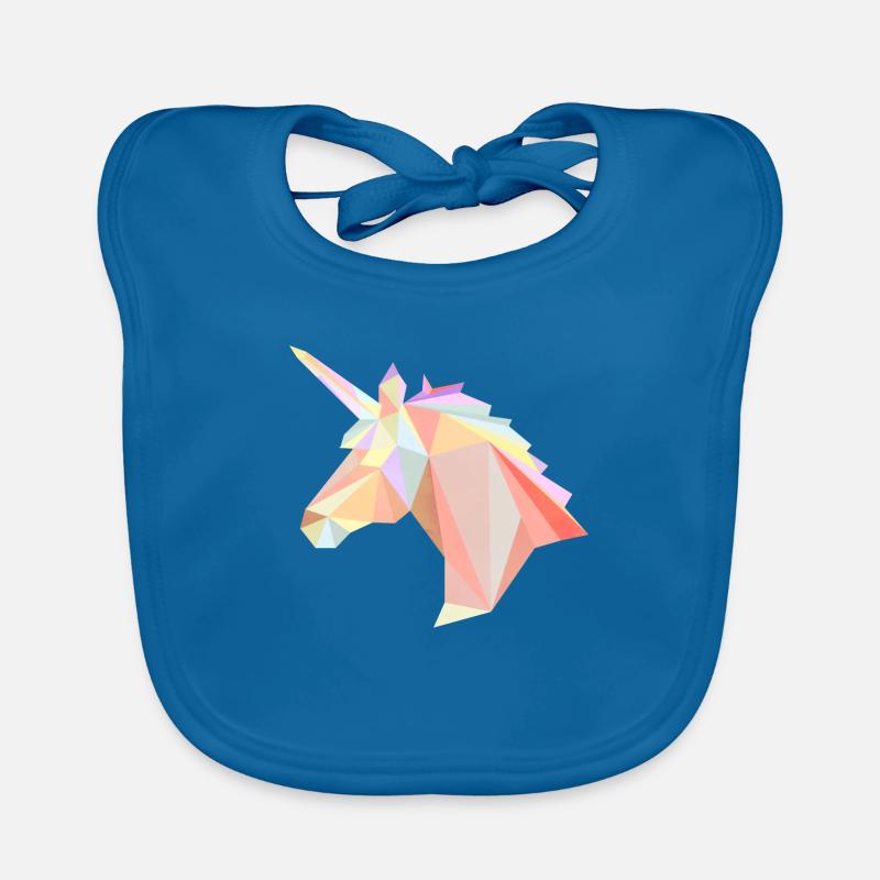 Low Poly Unicorn - Bavoir bio Bébé - bleu paon