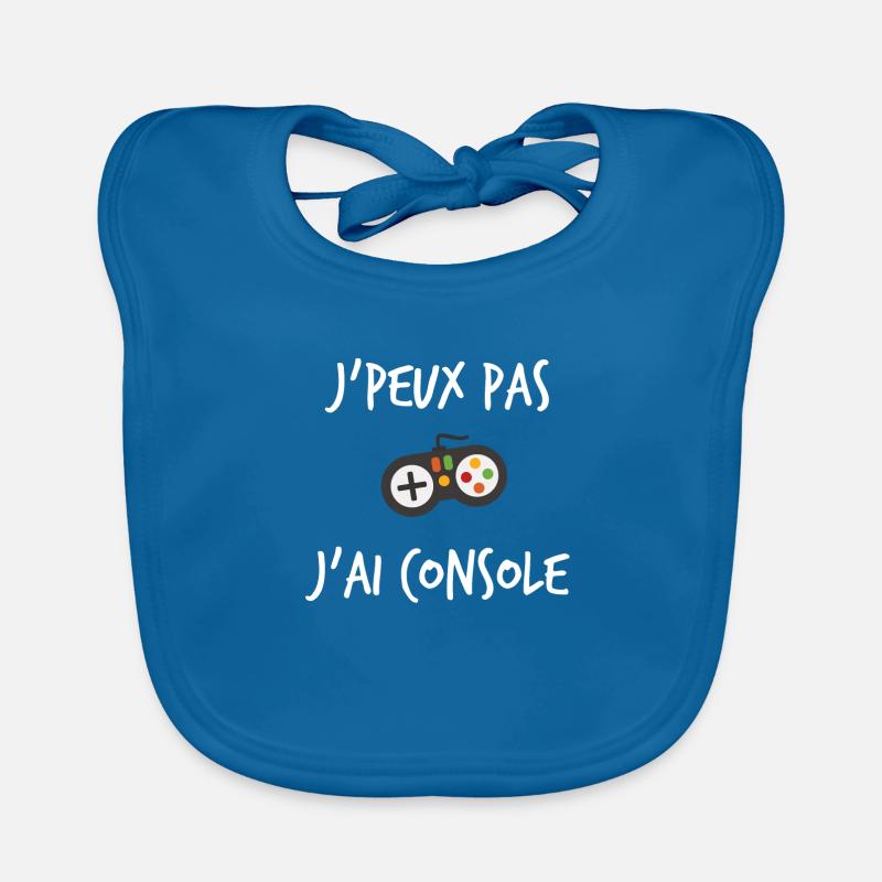 j'peux pas j'ai console ? - Bavoir bio Bébé - bleu paon