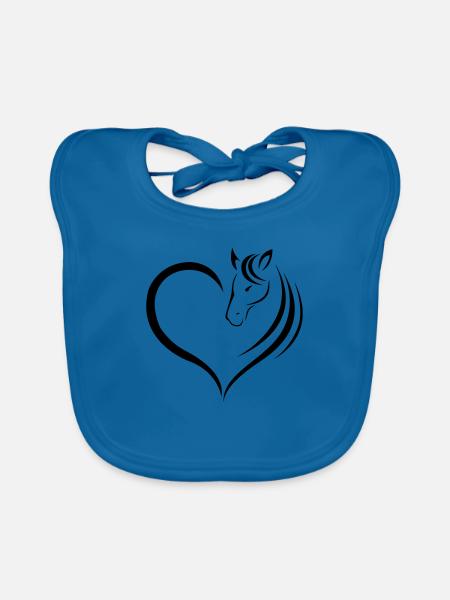Horse Lovers - Cute Shirt for Girls - Baby Bio-Lätzchen - Pfauenblau - Vorne