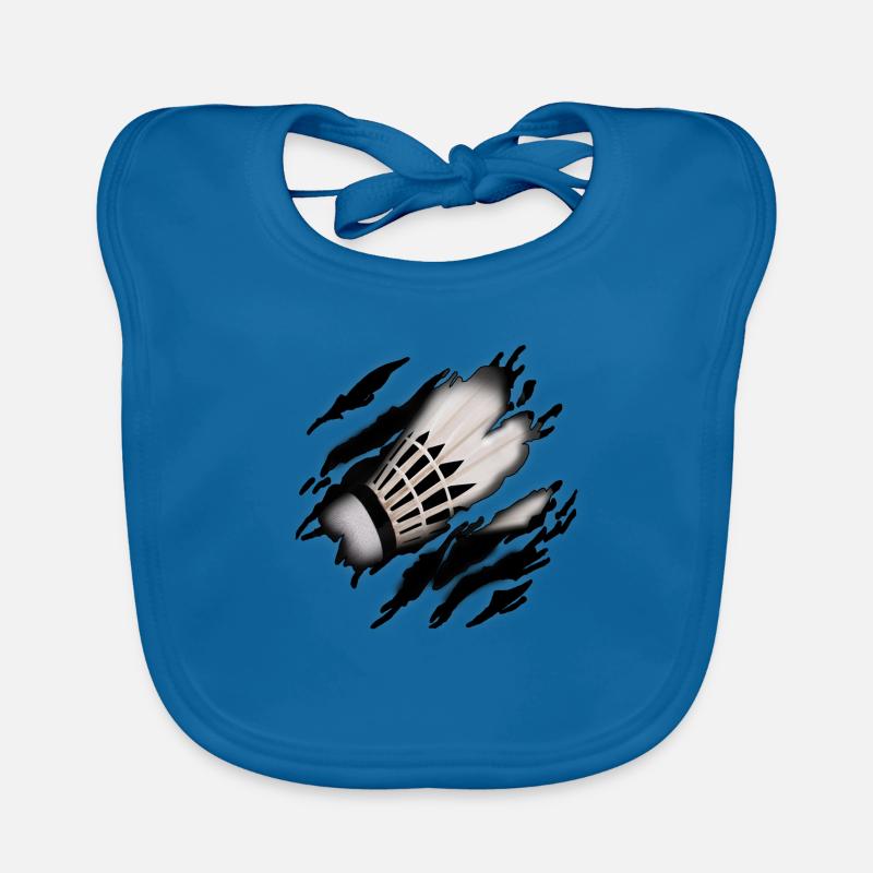 Badminton en moi - Bavoir bio Bébé - bleu paon