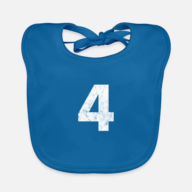 Zahl 4, Nummer 4, 4, four, Number four, Vier Baby Bio-Lätzchen