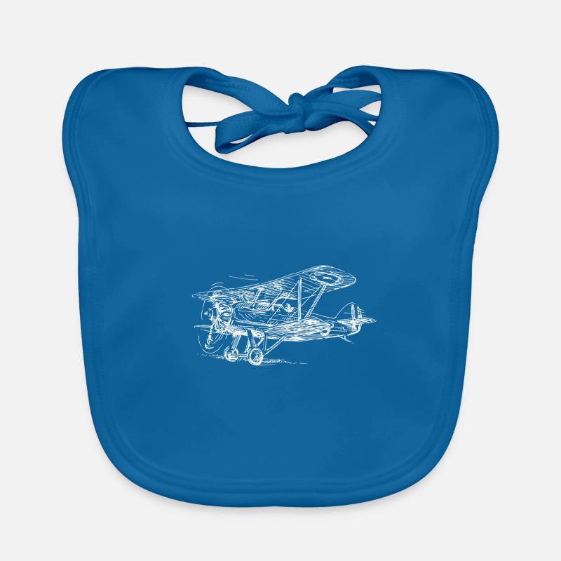 avion - Bavoir bio Bébé - bleu paon