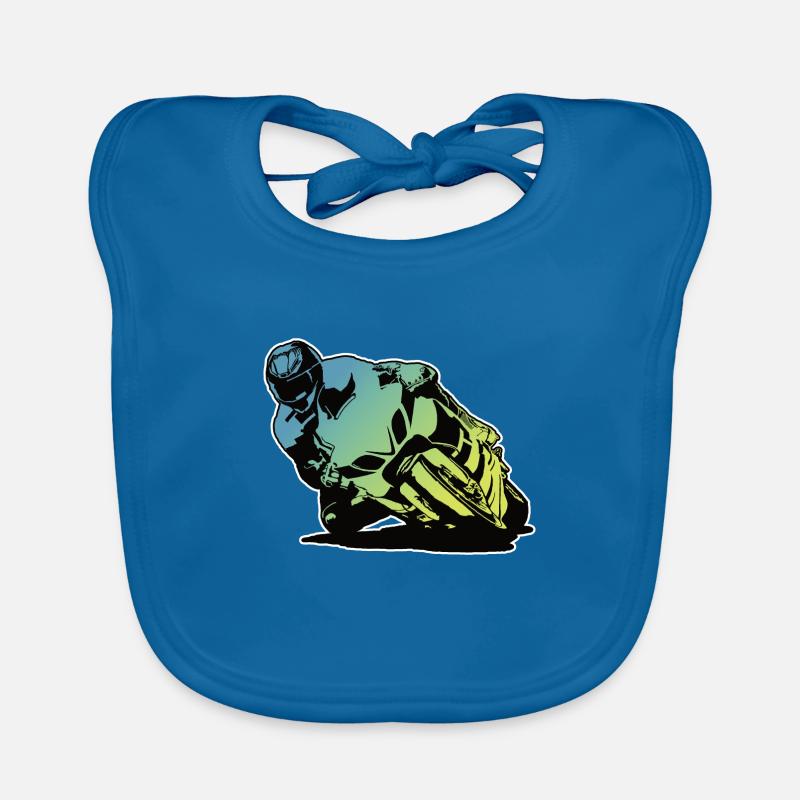 Moto moto - Bavoir bio Bébé - bleu paon