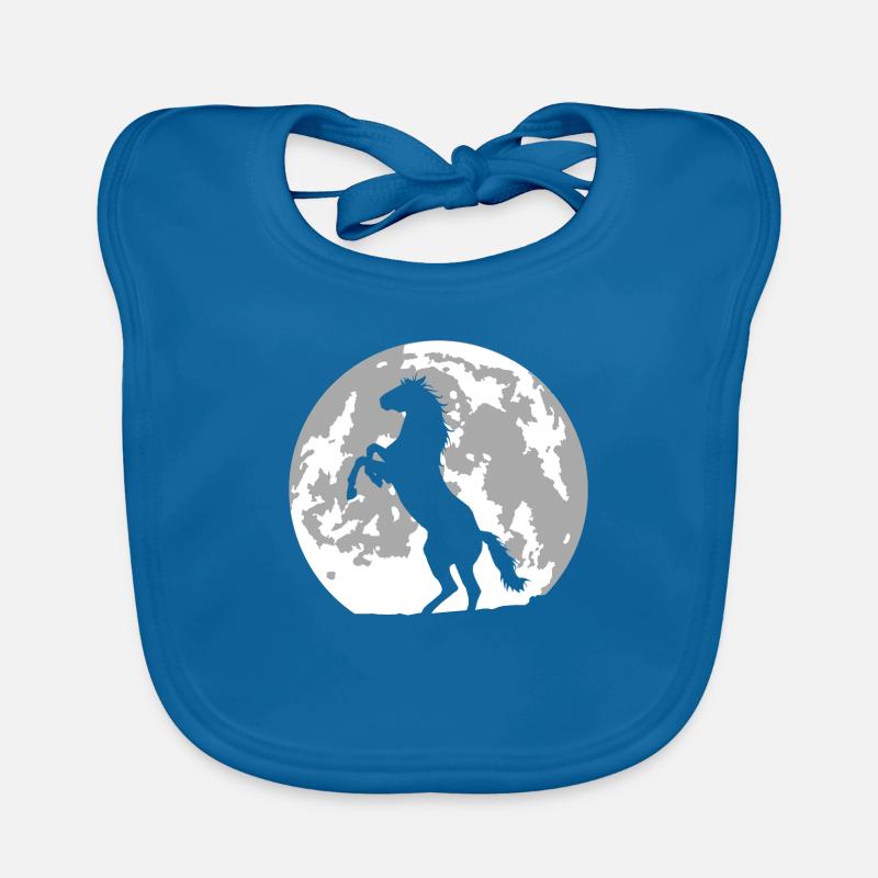 cheval lune - Bavoir bio Bébé - bleu paon