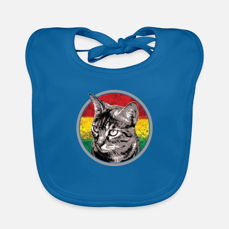 Chat reggae - Bavoir bio Bébé - bleu paon