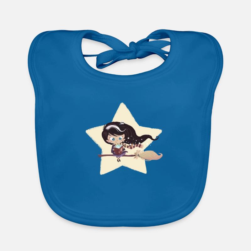 Witch sitting on a broom Organic Baby Bibs