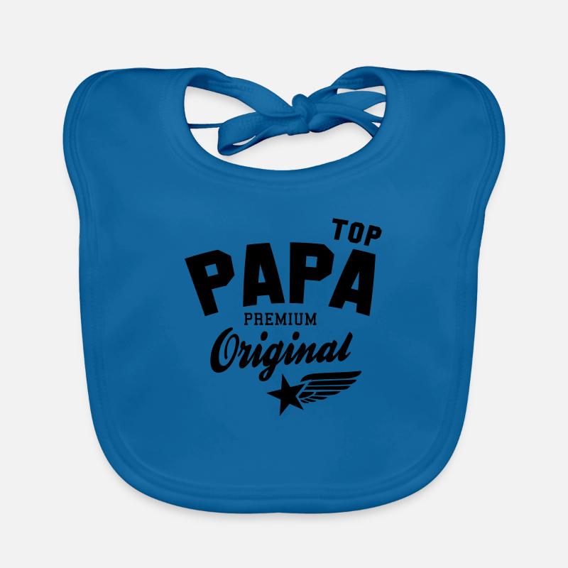 Original TOP PAPA - Premium Vater Design - Bavoir bio Bébé - bleu paon