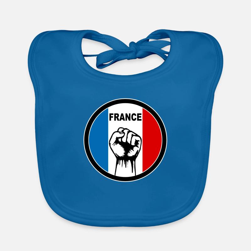 france logo - Bavoir bio Bébé - bleu paon