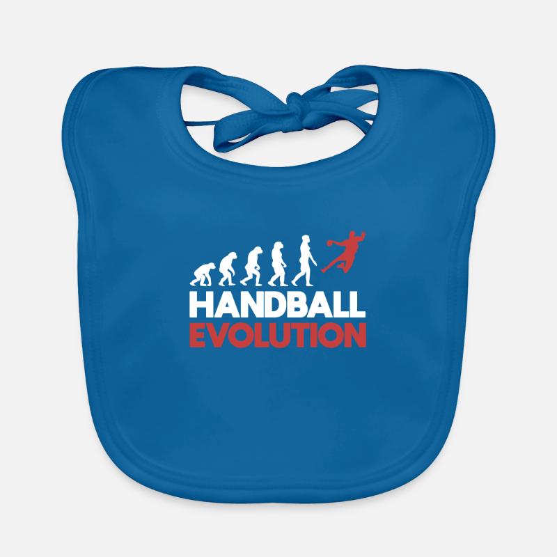 Evolution du handball - Bavoir bio Bébé - bleu paon
