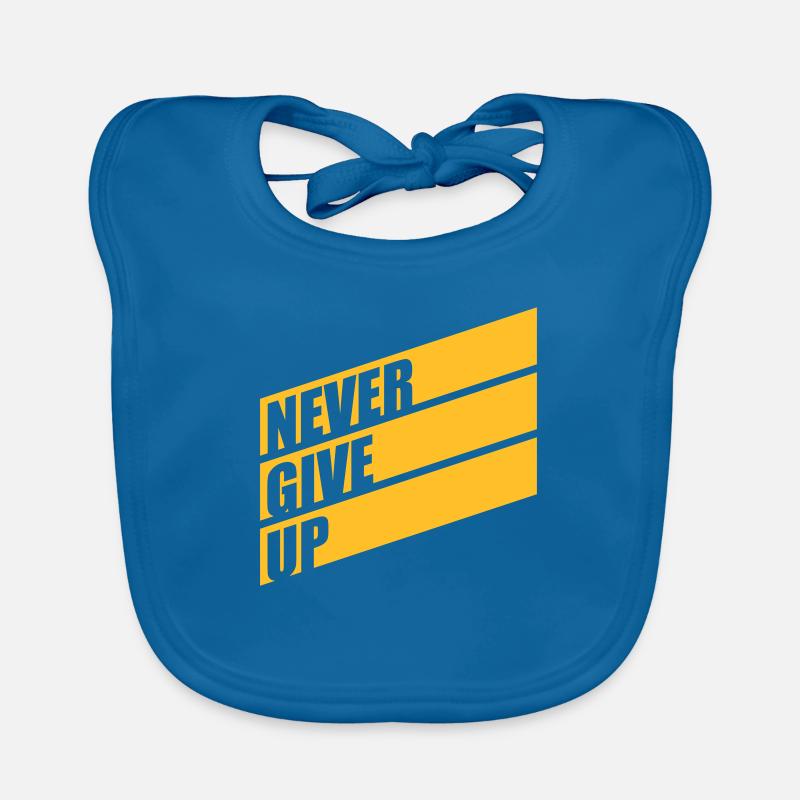 never give up yellow bars logo design never up Organic Baby Bibs