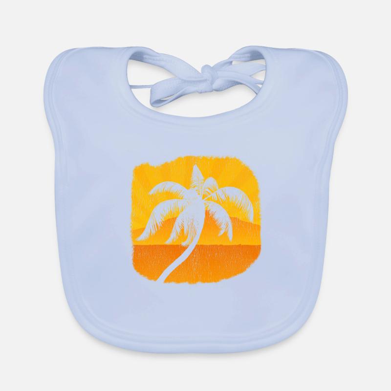 Palm Palm Trees Sunset Beach Retro Organic Baby Bibs