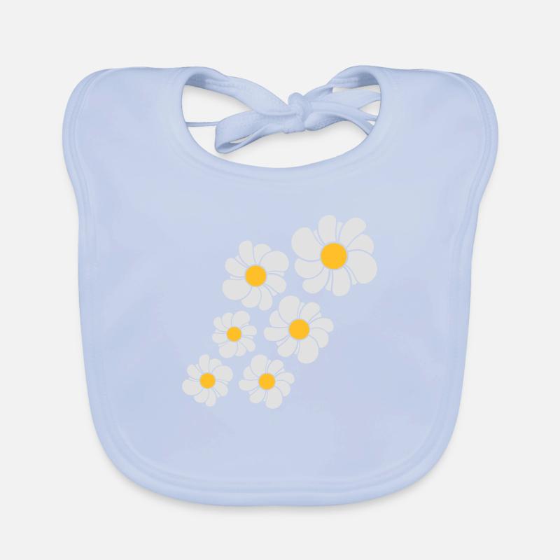 pattern design blue flower daisy buttercup daisy b Organic Baby Bibs