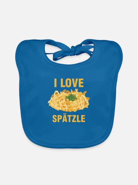 Spätzle mit Soß | Käsespätzle Schwabe Geschenke - Baby Bio-Lätzchen - Pfauenblau