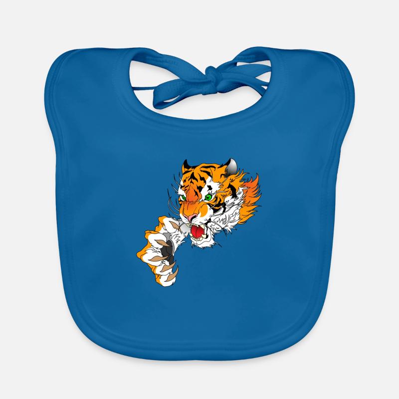 Tiger Kopf mit Pranke Baby Bio-Lätzchen