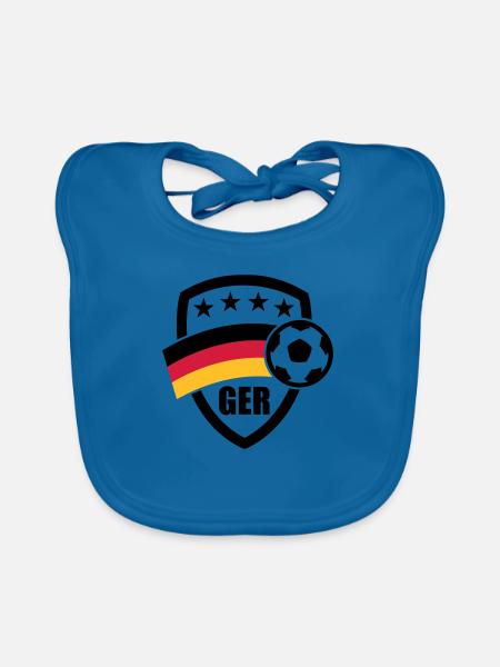German Football Crest 01 - Organic Baby Bibs - peacock-blue - Front