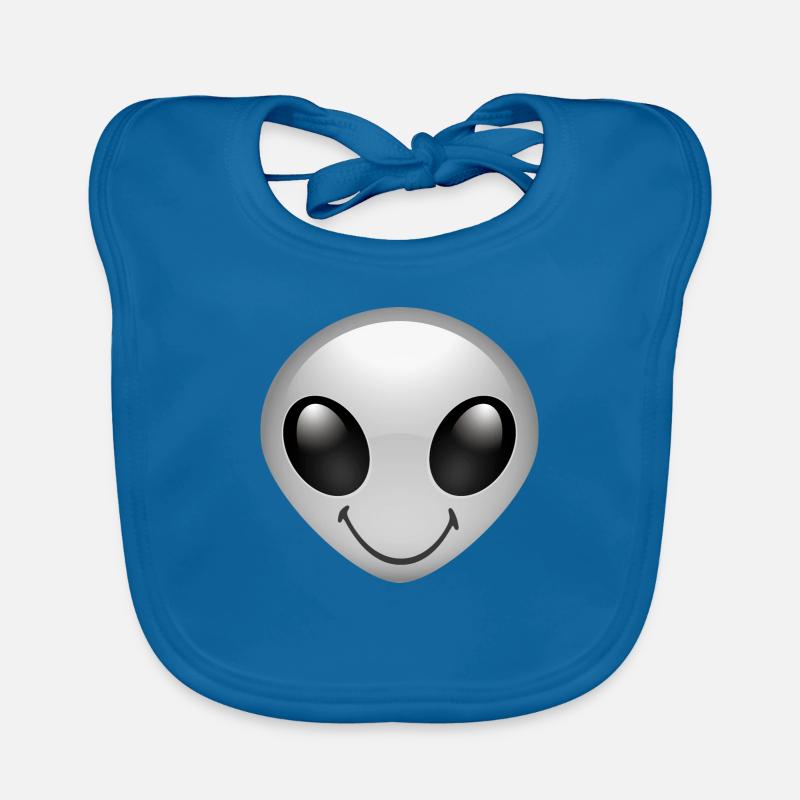 Smiley Alien - Bavoir bio Bébé - bleu paon