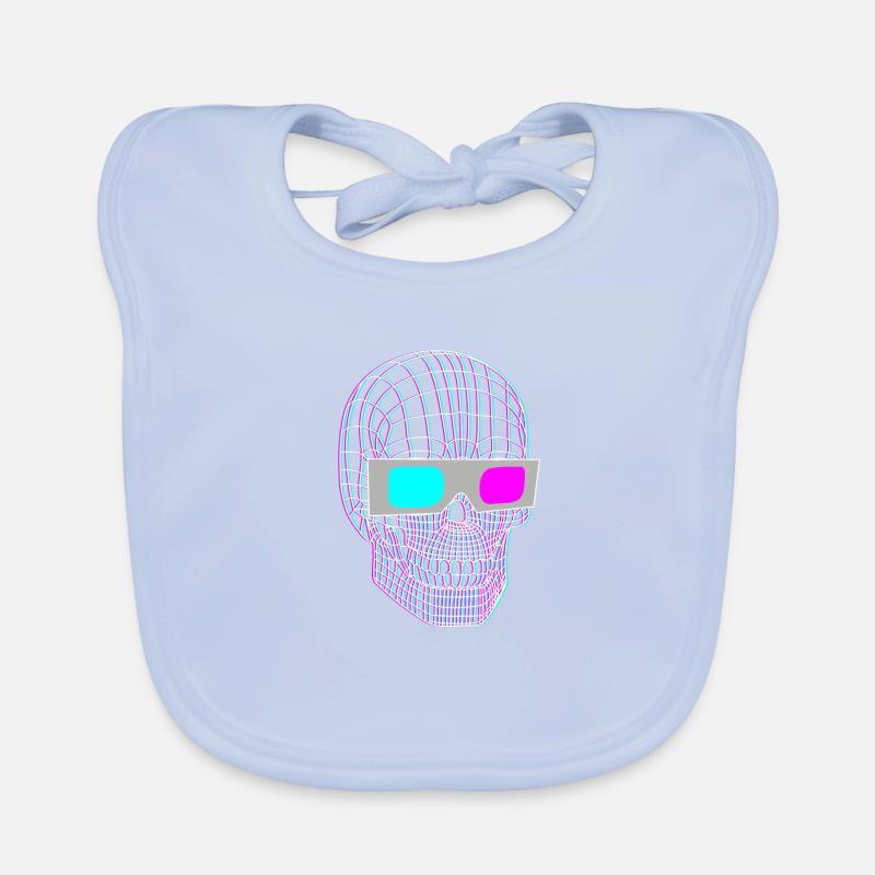 3D skull with 3D glasses Organic Baby Bibs